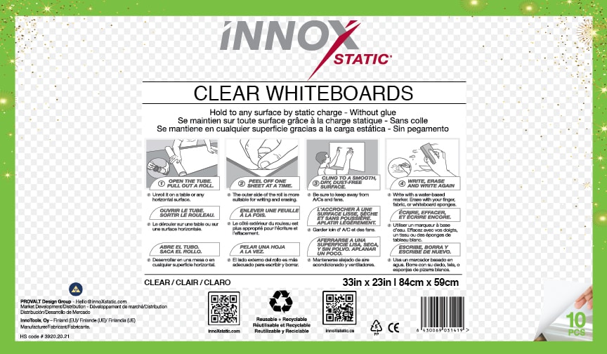 Whiteboard Sheet A1 — Clear Transparent