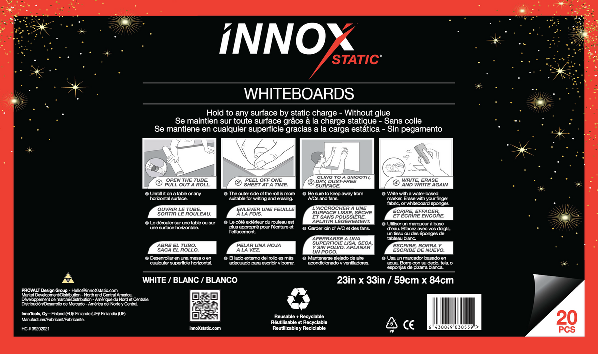 innoXstatic Label 20 Static Whiteboard Sheets per Tube
